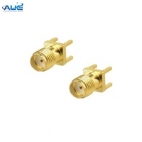 Adaptador coaxial RF de soldadura recta Conector de montaje de borde de panel PCB hembra SMA
