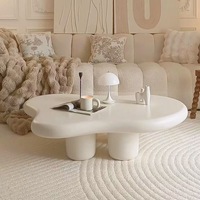 Ensemble de table basse Voyage Modern Home table centrale en forme de nuage ondulé blanc crème pour le salon