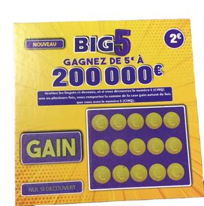 Cero ganar jugar Tarjeta de lotería boleto para divertirse con impresión personalizada de premios - Product Image 6