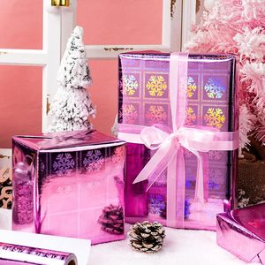 Holographic Pink Snowflake Gift <b>Wrapping</b> <b>Paper</b> 17 In X 32.8 Ft Metallized Single Side Christmas Packaging - Product Image 4