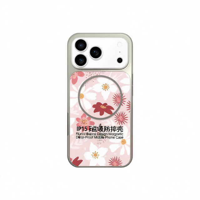 For for Floral Design Magnetic Sublimation Blank TPU+PC Mobile Phone Case with Phone Grip and Drop-Proof Protection