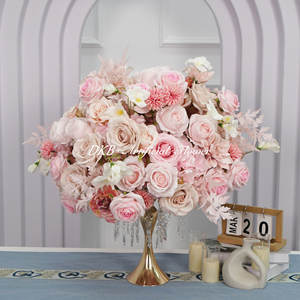 ลูกบอลดอกไม้ทำจากผ้าไหมประดิษฐ์สำหรับตกแต่งงานแต่งงานลูกบอลดอกไม้ทำจากผ้าไหมสีชมพู - Product Image 1