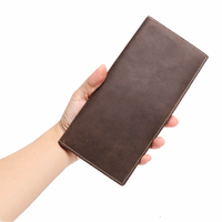 Dompet Kartu Vintage Cowboy LeaCover Anti-Maling Kapasitas Ekstra Tipis dengan Lapisan Poliester Panjang Pendek untuk Pria