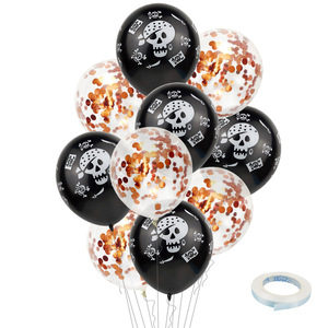 Halloween Balloon 12 Inch Pumpkin Blood Handprint Sequin Confetti Balloon Halloween Party Supplies - Product Image 4