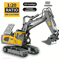 EPT 11 canaux 2,4 GHz 680 °   Jouet excavateur télécommandé rotatif à l'échelle 1/20 avec lumières et son