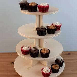 Support à cupcakes en contreplaqué à 4 niveaux, facile à assembler, pour mariages et fêtes, étagères de rangement pour marché et salon - Product Image 2