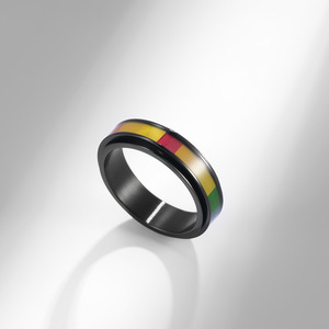 Rotating Rainbow <b>Titanium</b> Steel <b>Rings</b> Unisex Index Finger Jewelry Gift Geometric Design Channel Setting K-R512 - Product Image 3