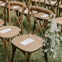 Vente en Gros Fabricant Chaise Empilable Imitation Bois, Résine, Plastique, Vintage à Dossier Croisé pour Mariage et Événements