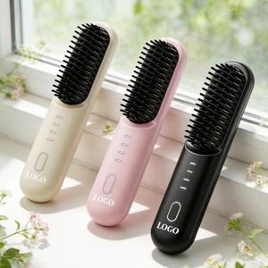 0728 Peigne chauffant sans fil personnalisable, batterie 4000 mAh, 4 niveaux de chaleur, chauffe rapide, utilisation à sec ou humide, brosse coiffante professionnelle - Product Image 2