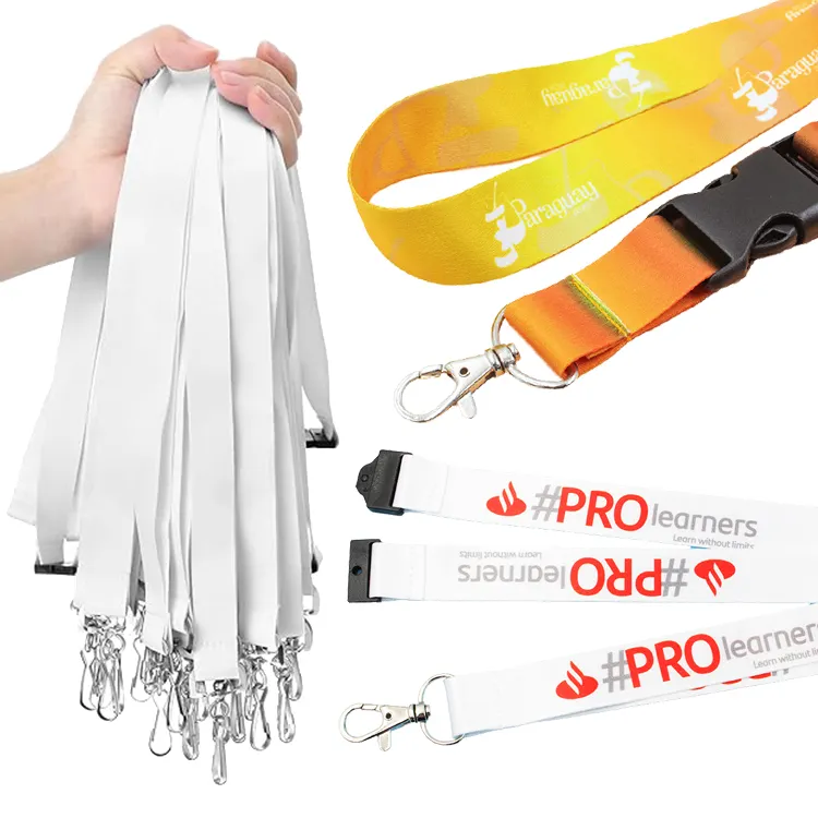 Promotional Phone Id Card Keychain Printed Nylon Neck Strap Ribbon Anime Wrist Strap Polyester Lanyard With Logo Custom Lanyard