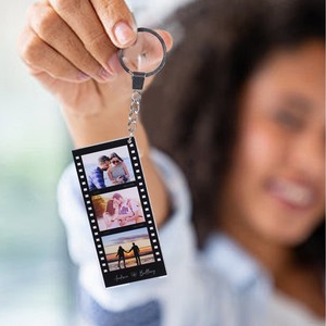 Porte-clés rectangulaire en acrylique personnalisé avec photo imprimée UV, cadeau de la Saint-Valentin pour petit ami, porte-clés photo pour couple - Product Image 4