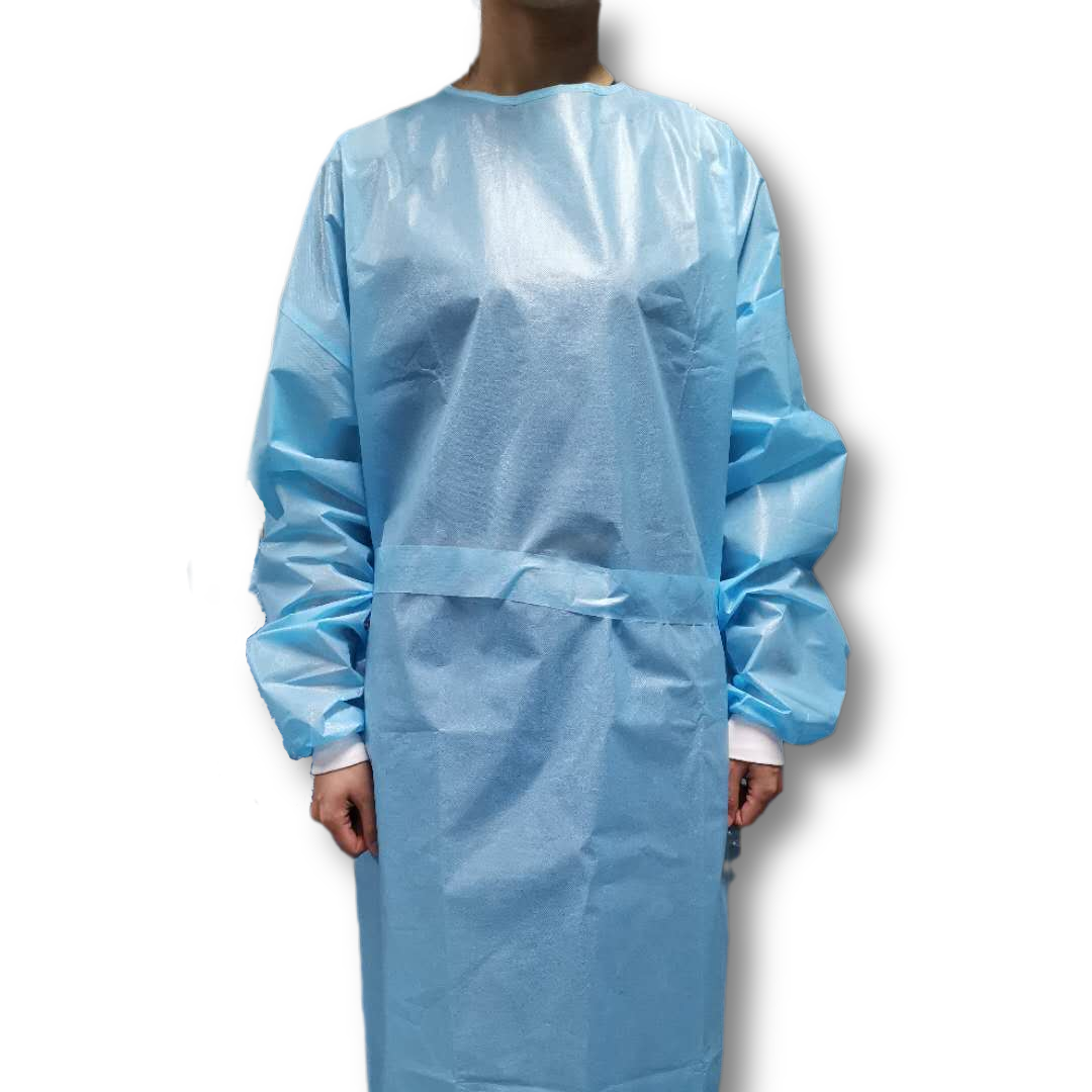 Wholesale cheap price ppe waterproof blue disposable gown isolation pp pe