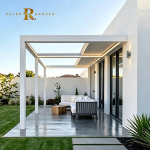 Pérgola Retráctil Plegable <span class=keywords><strong>para</strong></span> Exteriores con Techo <span class=keywords><strong>de</strong></span> Láminas <span class=keywords><strong>de</strong></span> Aluminio, Toldo Eléctrico <span class=keywords><strong>de</strong></span> Lujo <span class=keywords><strong>para</strong></span> Patio Trasero <span class=keywords><strong>de</strong></span> Villa Moderna o Terraza - Product Image 1