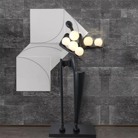 Lampe sur pied LED moderne de luxe avec abat-jour rond en verre, lumière chaude pour l'humain, installation facile pour l'éclairage des halls d'hôtel et des centres commerciaux