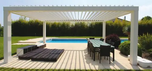 Toptan OEM güneşlik su geçirmez yağmur geçirmez lüks Modern motorlu Pergola açık alüminyum panjurlar Pergola