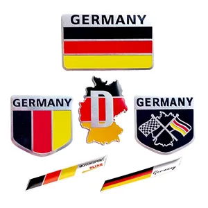 สติกเกอร์ติดรถยนต์Deutschโลหะ 3Dรูปลอกกระจังหน้ากันชนหน้าต่างตกแต่งJermanyธงเยอรมันป้ายสัญลักษณ์อุปกรณ์เสริมภายนอก