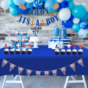 Nicro-ensemble de décorations pour premier <span class=keywords><strong>anniversaire</strong></span> de bébé, thème océ<span class=keywords><strong>an</strong></span> nautique, ancre marin, décorations, fournitures de fête prénatale, pour garçons, - Product Image 4