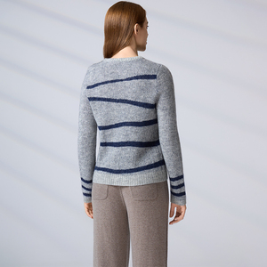 Suéter de Lana Premium para Mujer, Estilo Casual, Cuello Redondo, Diseño Vintage a Rayas, Tejido de Mohair Personalizado - Product Image 6
