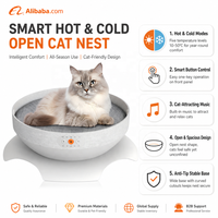 Lit pour chat intelligent USMILEPET, chauffant et rafraîchissant, design ouvert, température réglable, capteur infrarouge, musique naturelle, contrôle par application