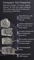 Chargeur mural basse température certifié ETL CE FCC CCC RCM UKCA, sortie de courant continu 24 W, câble USB 1,5 A, matériau PC