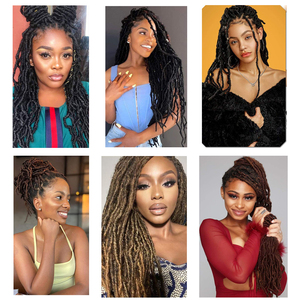 Extensions de tresses synthétiques au crochet de 24 pouces, brun foncé, bouclées, fausses locks, petites <span class=keywords><strong>dreadlocks</strong></span>, pour femmes, vente en gros, Afro Goddess Locs - Product Image 4