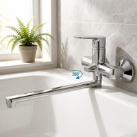 Robinet de douche mural pour salle de bain d'hôtel, design moderne, monocommande, en alliage de zinc poli, avec filtre en céramique