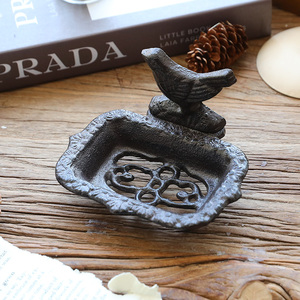 Porte-savon oiseau vintage européen Plateau en métal rustique pour lavabo de villa Décor de <span class=keywords><strong>jardin</strong></span> extérieur en <span class=keywords><strong>fonte</strong></span> en <span class=keywords><strong>fonte</strong></span> en <span class=keywords><strong>fonte</strong></span> - Product Image 1