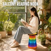 Tabouret de lecture confortable et rembourré en plastique rond pour balcon, véranda, lecture au soleil, lecture de livres, après-midi tranquille