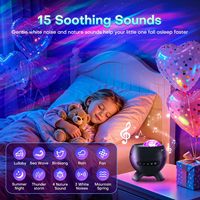 Proyektor Galaksi 375 Efek dengan Speaker Bluetooth 5.3, 15 Suara Tidur, Lampu Malam Aurora Bintang, Remote untuk Dekorasi Kamar Tidur