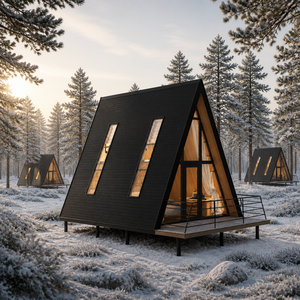 Maison préfabriquée moderne, cabane modulaire, location de vacances, projet touristique, retraite balnéaire sur la côte, maison en A-frame S520 - Product Image 4