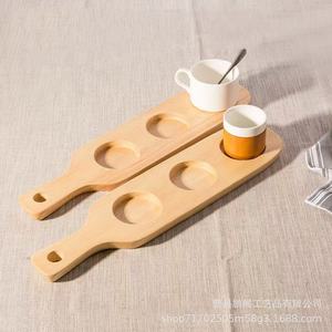 Bamboo Wood <b>Beer</b> Tasting Tray With Handle 3 Cup Capacity Serving Rack For Residential Use - Product Image 1