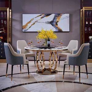 طاولة دائرية أو مثلثة من رخام الأونيكس والجرانيت تتسع لـ 8 إلى 20 شخصًا أثاث غرفة الطعام مصنوع في فوشان الصين - Product Image 3