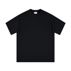 Algodón peinado 300G algodón pesado manga corta hombres cuello redondo Camiseta Retro suelta Base camisa moda americana marca Top - Product Image 3