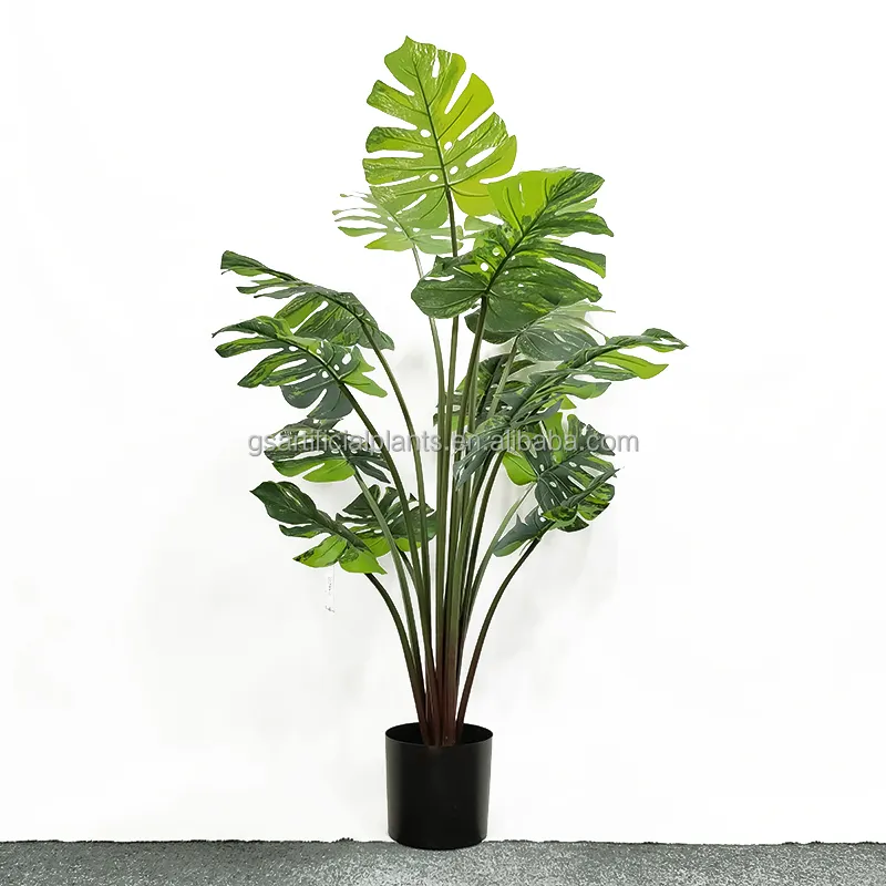 Garden House Ornaments Plants 140Cm 15 Leaf Monstera Potted Bonsai For Living Room Indoor Decoration Plastic Trees