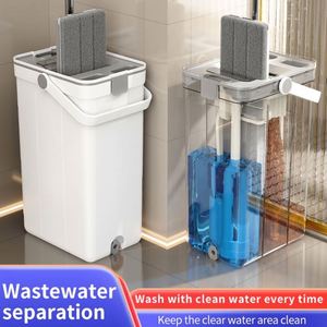 360 Magic Microfiber Flat Mop and Steel Telescopic Pole Dry and Wet Cleaning Set with Wringer Separating Bucket - Product Image 2