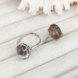 Nouvelle Bague Ovale en Cristal Fantôme Naturel, Pierre Semi-Précieuse Polie, Bague en Quartz de Jardin pour Souvenirs et Cadeaux - Product Image 6