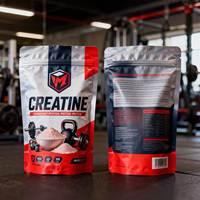Sachets personnalisés avec logo de marque, refermables à fermeture éclair, pour suppléments, protéines de lactosérum en poudre, emballage de créatine