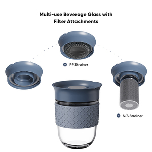 Mug de voyage en verre borosilicate <span class=keywords><strong>avec</strong></span> infuseur à thé et poignée en silicone, <span class=keywords><strong>tasse</strong></span> à café réutilisable <span class=keywords><strong>avec</strong></span> couvercle anti-fuite, infuseur à fruits, 18 oz, 12 oz - Product Image 4