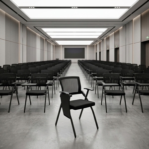 Silla de Conferencia Ergonómica Moderna <span class=keywords><strong>con</strong></span> Malla Transpirable, Asiento Plegable, Reposabrazos y <span class=keywords><strong>Ruedas</strong></span> Silenciosas para Sala de Reuniones - Product Image 4