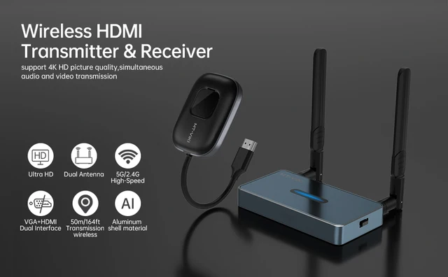 HDMI sans Fil, 4K/5G Rallonge Émetteur et Récepteur Ultra HD 164FT