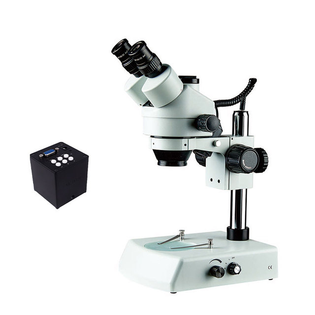 Low Moq 7X-45X Vga 20Mp Camera With Light Source Mobile Phone Repairing Trinocular Stereo Portable Microscope