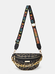 Riñonera de Moda con Estampado de Leopardo para Mujer, Bolso de Cintura de Lona de Diseño de Lujo con Cadena Dorada Gruesa y Correa Jacquard, Novedad 2026 - Product Image 2