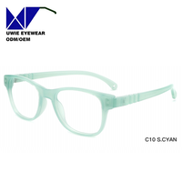 Ukuran 45-18-135 Bingkai Kacamata Resep Persegi TR90 Kustom OEM Anti-Cahaya Biru untuk Anak-Anak Remaja Produsen China Merek UWIE Model