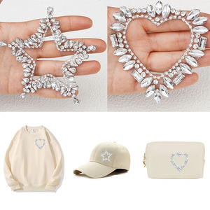 Bán Buôn Ba Lô Rhinestone Vai Vá Sắt Trên Sao Rỗng Trái Tim Rhinestone Vá Cho Túi Hat Quần Áo DIY - Product Image 2