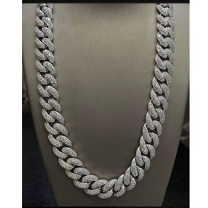 Best Quality Luxury Moissanite Diamond Cuban <b>Chain</b> Necklace 925 Silver VVS Clarity <b>Iced</b> <b>Out</b> Jewelry for Daily Wear for Sale - Product Image 6