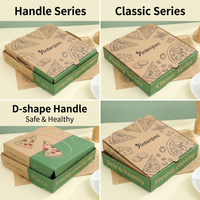 Boîte à pizza ondulée Interpac 8 et 16 pouces en papier kraft écologique avec poignée portable pour restaurant italien et emballage de fête