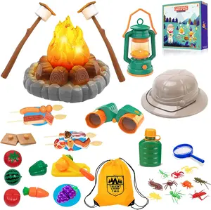 Kamp oyun seti kapalı açık oyuncaklar çocuklar için oyun oyna Pretend simüle gerçek kamp faaliyetleri