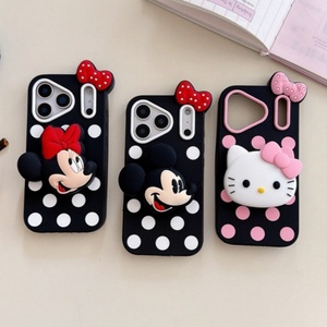 Coque de téléphone en silicone motif chat mignon 3D avec nœud papillon et Mickey pour iPhone 17 Air, 16, 15 Pro Max, 14, 13 – Vente en gros - Product Image 1