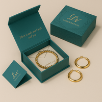 Boîte à bijoux verte de luxe pour bracelet et boucles d'oreilles, emballage personnalisé certifié FSC avec pochette à pression |   Approvisionnement B2B