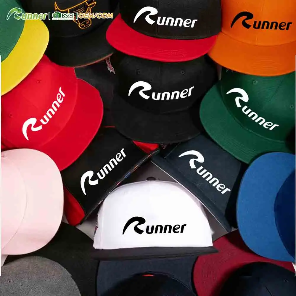 Runner OEM Designer Custom Logo Sports Snapback Caps Gorra Beisbol Wholesale 3D Embroidery Hat 5 Panel Baseball Caps for Men